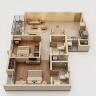Floor plan of 2 BHK 1035 Sq. Ft. Apartment in BCV Kino At Brigade Orchards, Bangalore