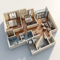 Floor plan of 2 BHK 693 Sq. Ft. Apartment in Kohinoor Sportsville, Pune