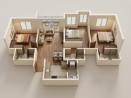 Floor plan of 3 BHK 864 Sq. Ft. Apartment in Kohinoor Sportsville, Pune
