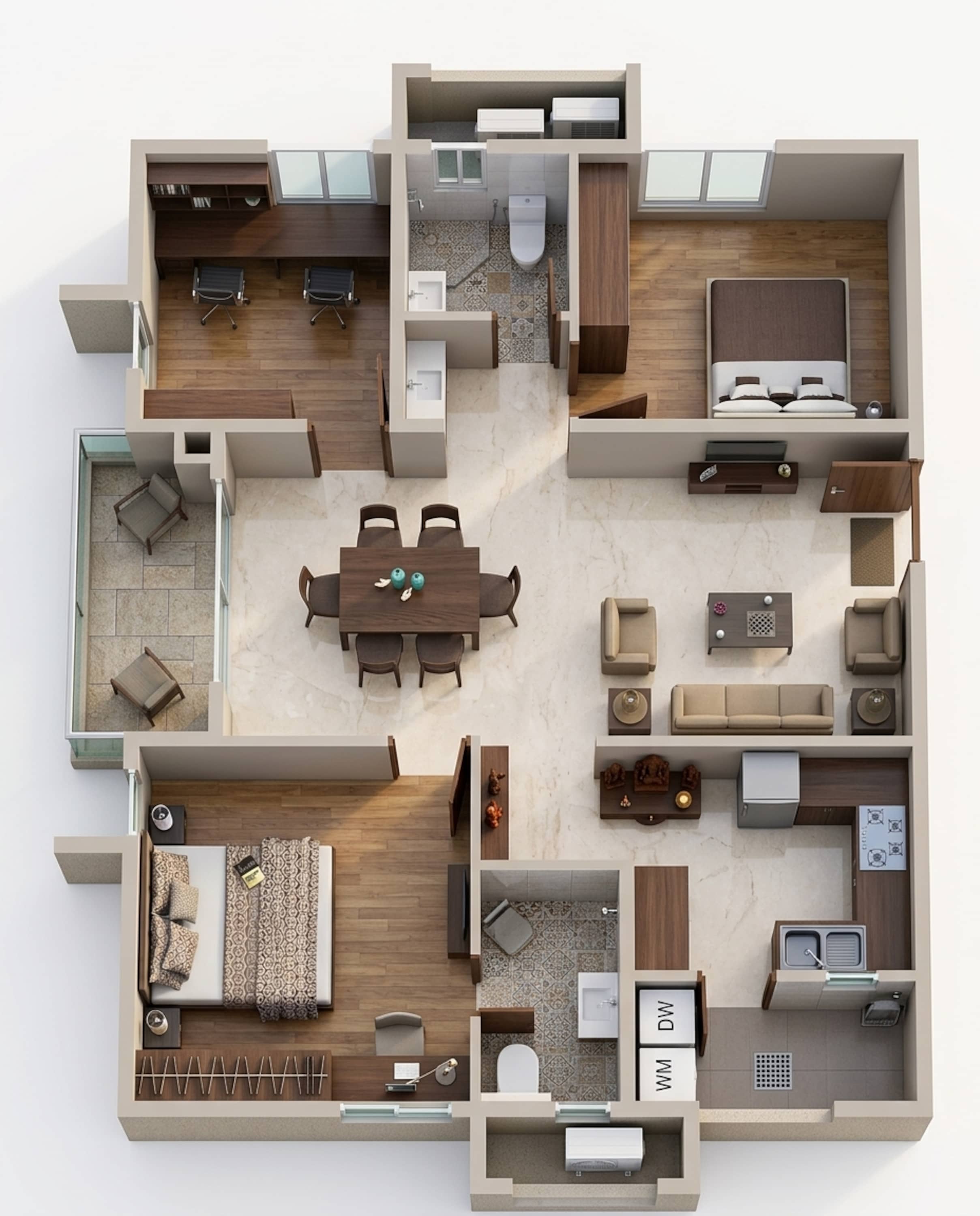 Floor plan of 2 BHK 1362 Sq. Ft. Apartment in Aparna Kanopy Yellow Bells, Hyderabad