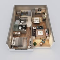 Floor plan of 1 BHK 448 Sq. Ft. Apartment in Shapoorji Pallonji Vanaha Springs, Pune