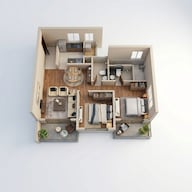 Floor plan of 2 BHK 689 Sq. Ft. Apartment in Shapoorji Pallonji Vanaha Springs, Pune