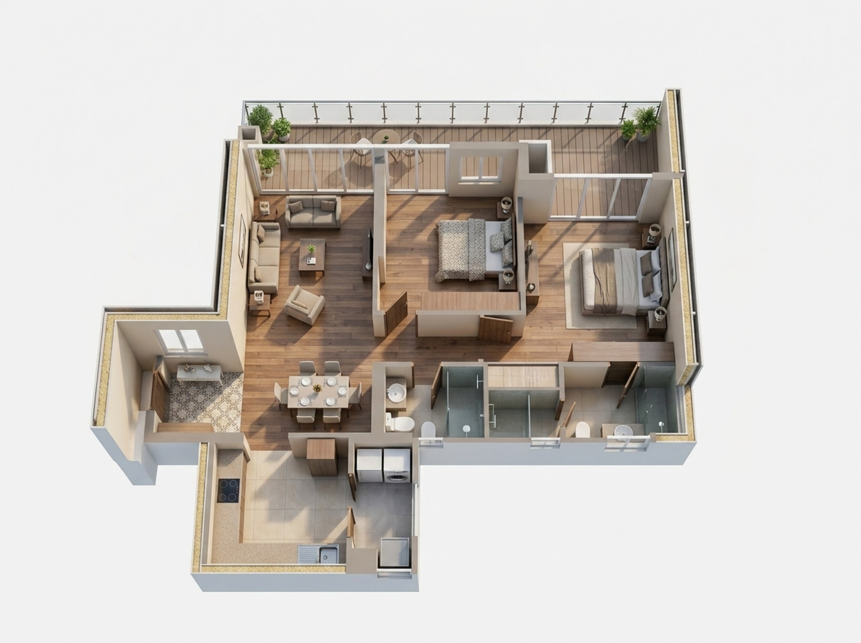 Floor plan of 2 BHK 1255 Sq. Ft. Apartment in Godrej Woods Evergreen, Noida