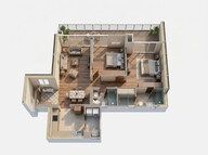 Floor plan of 2 BHK 1255 Sq. Ft. Apartment in Godrej Woods Evergreen, Noida