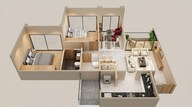 Floor plan of 2 BHK 849 Sq. Ft. Apartment in Mantra Infinity, Pune