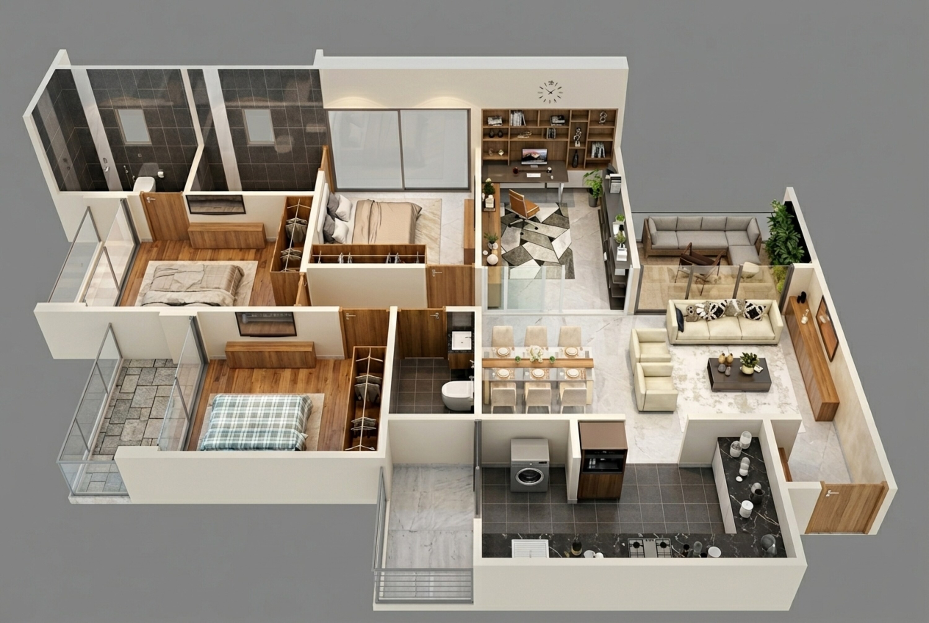 Floor plan of 3 BHK 1103 Sq. Ft. Apartment in Mantra Infinity, Pune