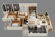 Floor plan of 3 BHK 1103 Sq. Ft. Apartment in Mantra Infinity, Pune