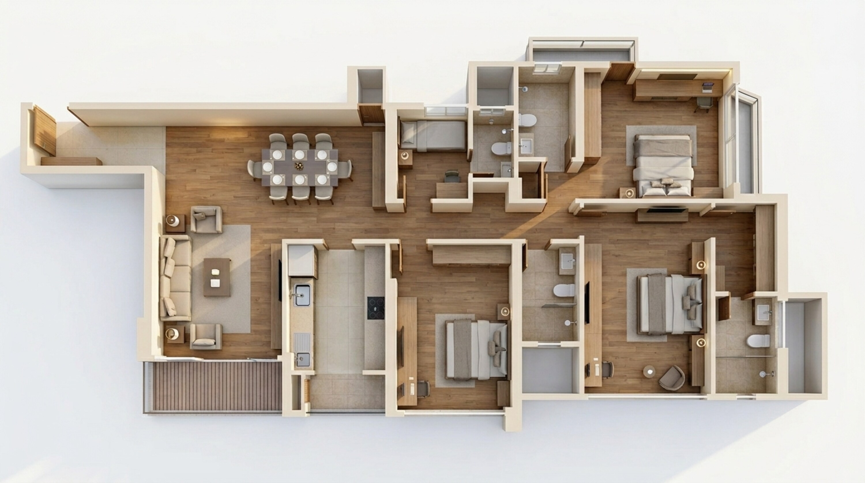 Floor plan of 3 BHK 1321 Sq. Ft. Apartment in Kalpataru Mugnus, Mumbai