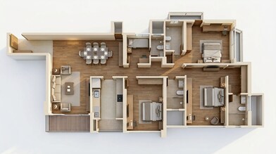 Floor plan of 3 BHK 1321 Sq. Ft. Apartment in Kalpataru Mugnus, Mumbai