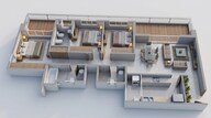 Floor plan of 3 BHK 1100 Sq. Ft. Apartment in Lodha Palava Codename Grandlife, Thane