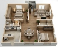 Floor plan of 2 BHK 1520 Sq. Ft. Apartment in Kalpataru Avante, Hyderabad