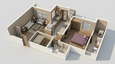 Floor plan of 1 BHK 404 Sq. Ft. Apartment in Lodha Upper Thane Meadows, Thane