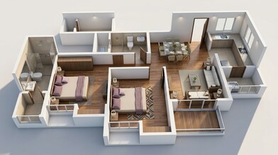 Floor plan of 2 BHK 530 Sq. Ft. Apartment in Lodha Upper Thane Meadows, Thane