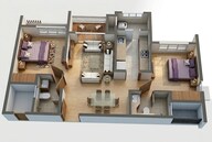 Floor plan of 2 BHK 663 Sq. Ft. Apartment in Lodha Upper Thane Tiara E F, Thane