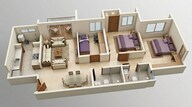 Floor plan of 3 BHK 815 Sq. Ft. Apartment in Lodha Upper Thane Tiara E F, Thane