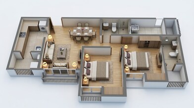 Floor plan of 2 BHK 530 Sq. Ft. Apartment in Lodha Upper Thane Tiara H, Thane