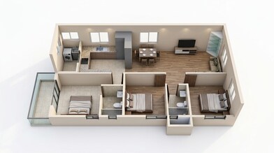 Floor plan of 3 BHK 1374 Sq. Ft. Apartment in DS Max Sky Shubham, Bangalore