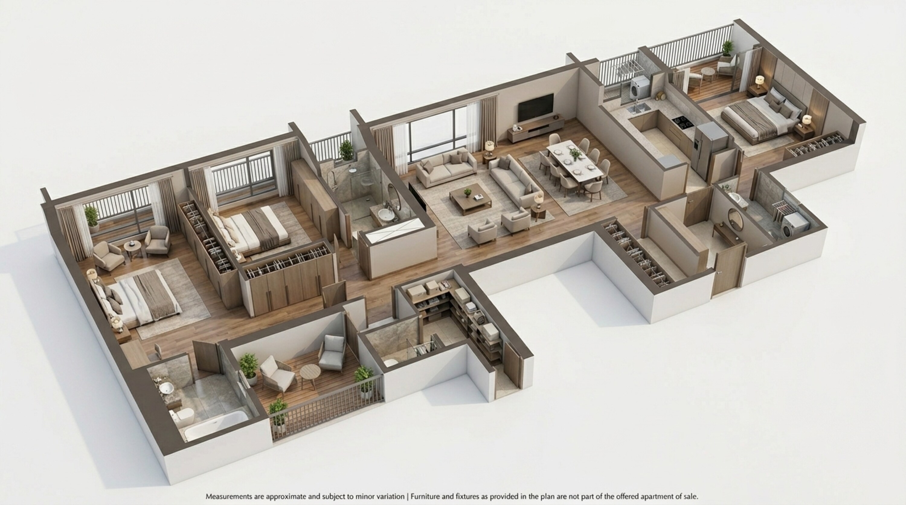 Floor plan of 3 BHK 1567 Sq. Ft. Apartment in Tata 88 East, Kolkata