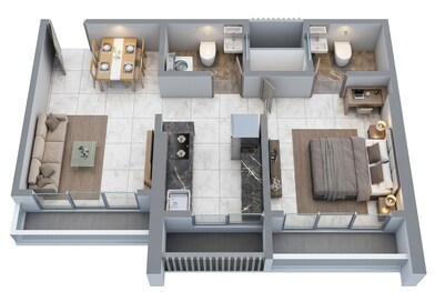 Floor plan of 1 BHK 364 Sq. Ft. Apartment in Agarwal Floresta Maple, Mumbai