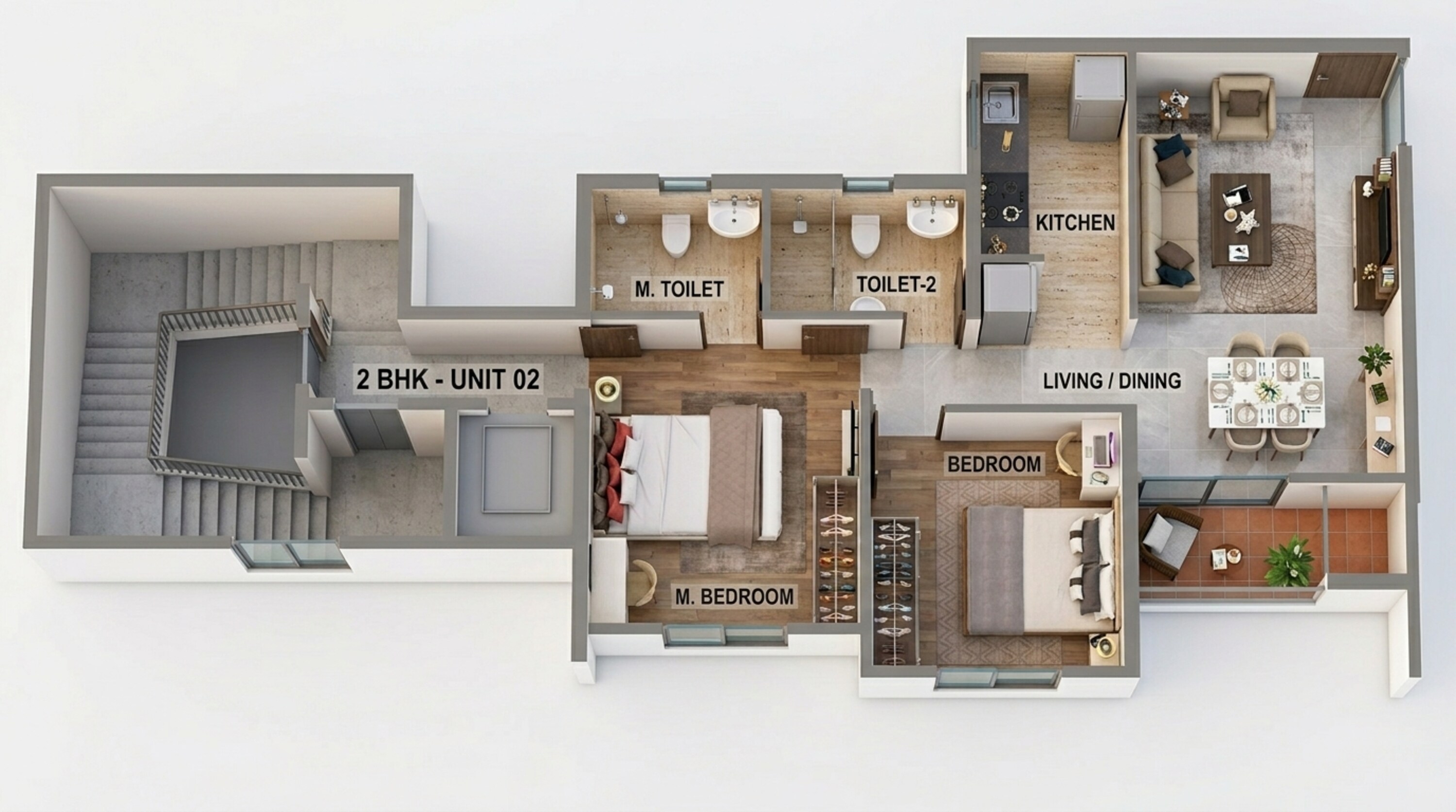 Floor plan of 2 BHK 643 Sq. Ft. Apartment in SPRE Joyville Western Heights, Kolkata