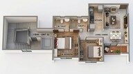 Floor plan of 2 BHK 643 Sq. Ft. Apartment in SPRE Joyville Western Heights, Kolkata