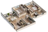 Floor plan of 2 BHK 621 Sq. Ft. Apartment in SPRE Joyville Western Heights, Kolkata