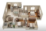 Floor plan of 3 BHK 829 Sq. Ft. Apartment in SPRE Joyville Western Heights, Kolkata