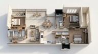 Floor plan of 3 BHK 1068 Sq. Ft. Apartment in Sobha Nesara Block 2, Pune