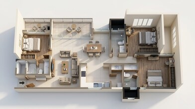 Floor plan of 3 BHK 1068 Sq. Ft. Apartment in Sobha Nesara Block 2, Pune