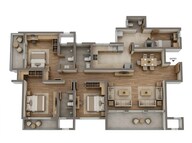 Floor plan of 3 BHK 1548 Sq. Ft. Apartment in Sobha Nesara Block 2, Pune