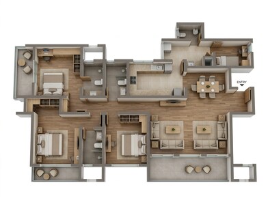 Floor plan of 3 BHK 1548 Sq. Ft. Apartment in Sobha Nesara Block 2, Pune