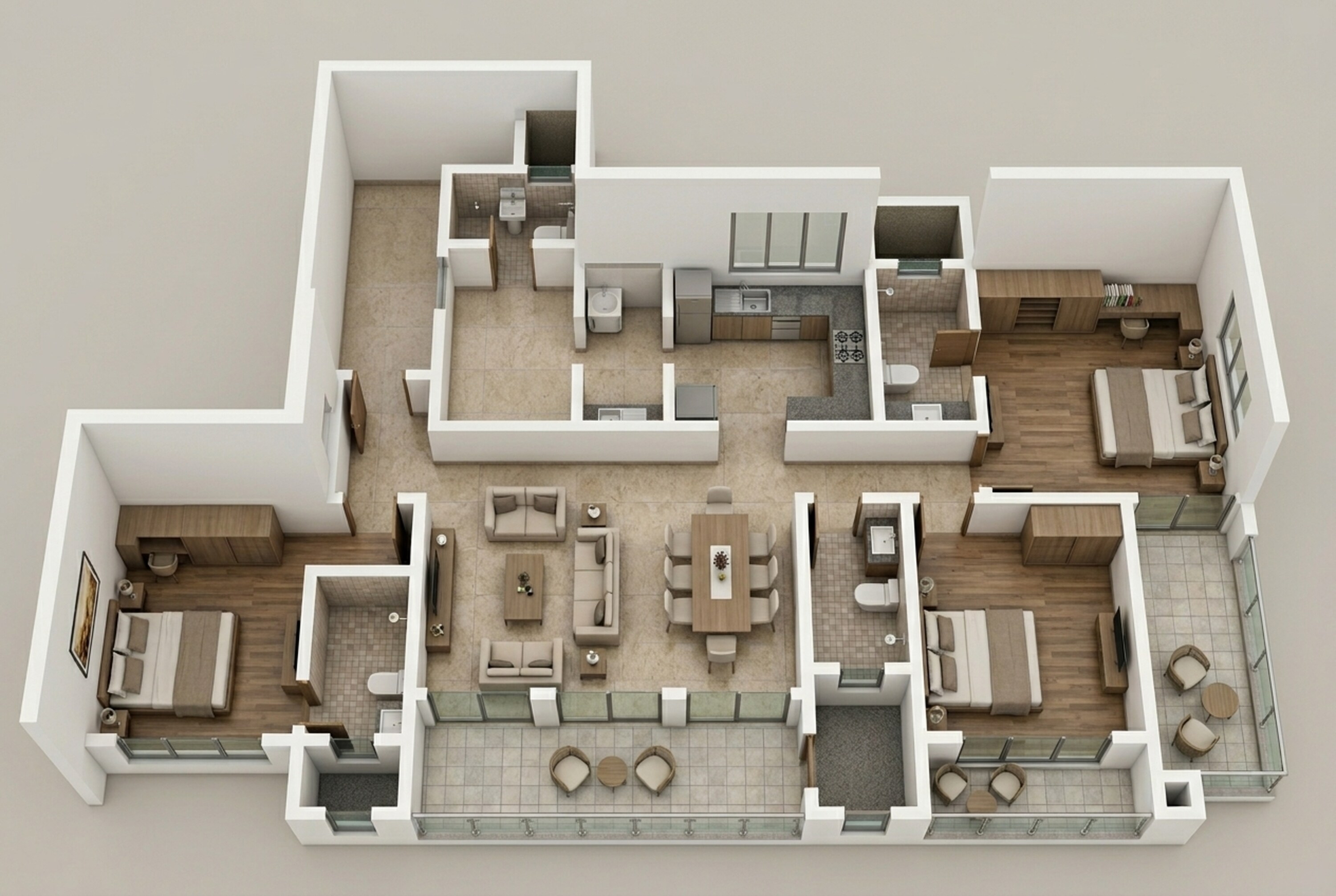 Floor plan of 3 BHK 1601 Sq. Ft. Apartment in Sobha Nesara Block 2, Pune