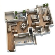 Floor plan of 2 BHK 754 Sq. Ft. Apartment in K Raheja T9 Chronos, Pune