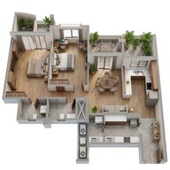 Floor plan of 2 BHK 994 Sq. Ft. Apartment in K Raheja T9 Chronos, Pune