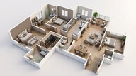 Floor plan of 3 BHK 1080 Sq. Ft. Apartment in Lodha Codename Only The Best NIBM, Pune