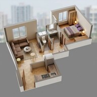 Floor plan of 1 BHK 354 Sq. Ft. Apartment in Lodha Crown Quality Homes, Thane