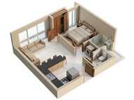Floor plan of 1 BHK 317 Sq. Ft. Apartment in Lodha Crown Quality Homes, Thane
