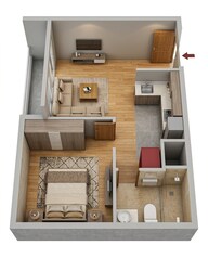 Floor plan of 1 BHK 478 Sq. Ft. Apartment in Sowparnika Ashiyana Phase II, Bangalore