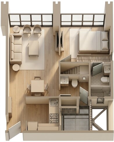 Floor plan of 1 BHK 441 Sq. Ft. Apartment in Transcon Triumph Tower 2, Mumbai