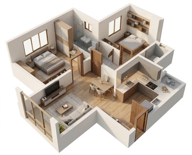 Floor plan of 2 BHK 501 Sq. Ft. Apartment in Transcon Triumph Tower 2, Mumbai