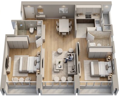 Floor plan of 2 BHK 694 Sq. Ft. Apartment in Transcon Triumph Tower 2, Mumbai