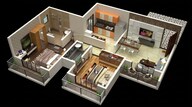 Floor plan of 2 BHK 620 Sq. Ft. Apartment in Lodha Panacea 1, Thane