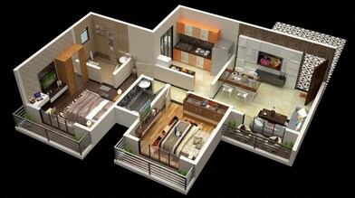Floor plan of 2 BHK 620 Sq. Ft. Apartment in Lodha Panacea 1, Thane