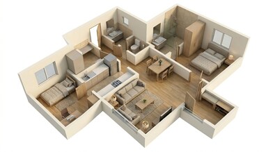 Floor plan of 2 BHK 765 Sq. Ft. Apartment in Lodha Upper Thane Tiara D, Thane