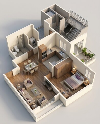 Floor plan of 1 BHK 417 Sq. Ft. Apartment in Lodha Upper Thane Tiara D, Thane