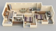 Floor plan of 2 BHK 909 Sq. Ft. Apartment in Lodha Upper Thane Tiara D, Thane