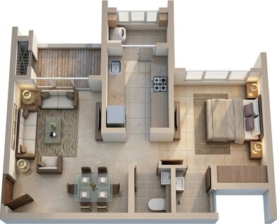 Floor plan of 1 BHK 444 Sq. Ft. Apartment in Lodha Upper Thane Tiara D, Thane
