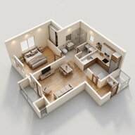 Floor plan of 1 BHK 525 Sq. Ft. Apartment in Mantra Meraki, Pune