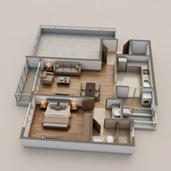 Floor plan of 1 BHK 588 Sq. Ft. Apartment in Mantra Meraki, Pune