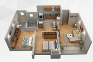 Floor plan of 2 BHK 789 Sq. Ft. Apartment in Mantra Meraki, Pune